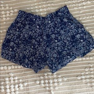 Blue and White Flowy Shorts